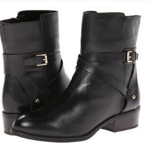 Ralph Lauren Marisol black leather boots, w side zipper, gold hardware 9.5